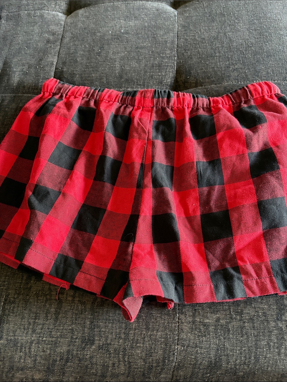 Pink Lily Red and Black Plaid Athletic Drawstring Shorts - Picture 3 of 3